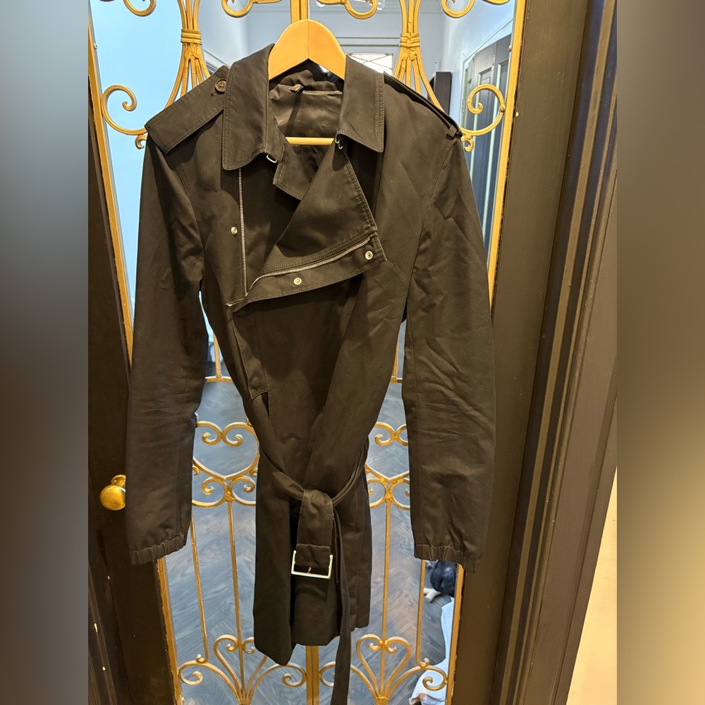 Dior Homme side zip canvas Trench Coat with Belt size 46/48 as is missing label